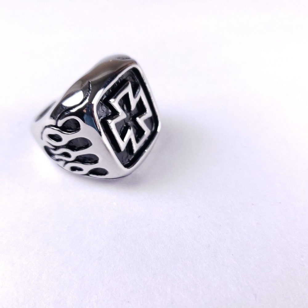 Mens Biker Ring Iron Cross 316 Stainless Steel Heavyweight Sz 11 Jewelry Rock
